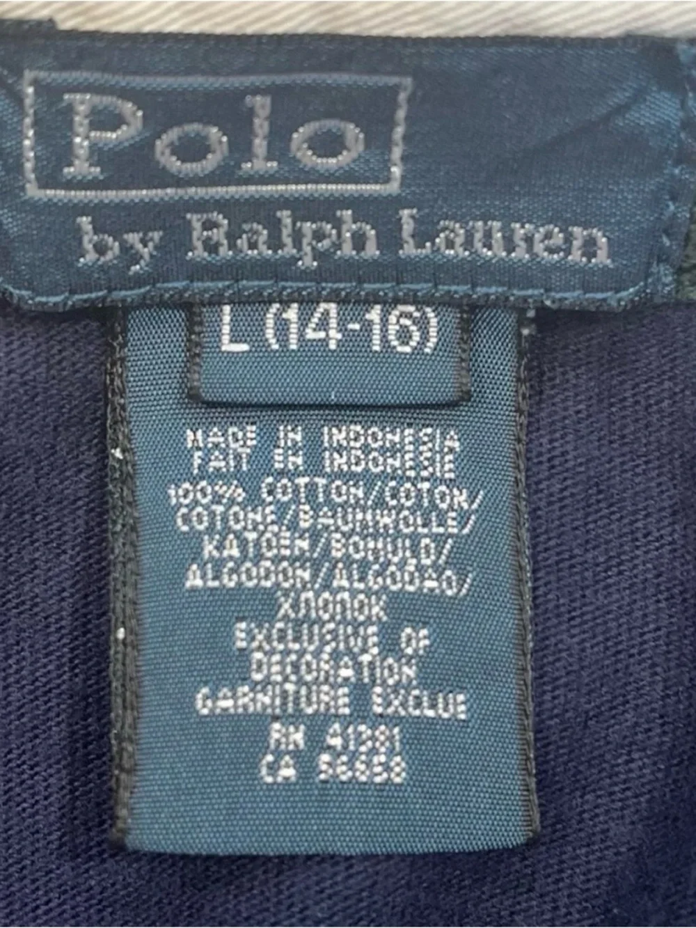 Polo Ralph Lauren Boys Polo Shirt Green/Navy Racing Stables Crest - Size L